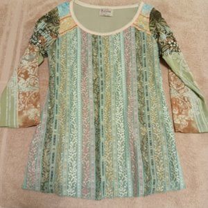 vintage Edista shirt, lace, women's Small